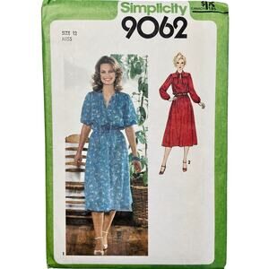 Simplicity 9062 Vintage Sewing Pattern Pullover Dress Size 12 Uncut